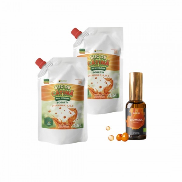 Pack 2 buc Suc ECOLOGIC din cătină 1.5 L + Ulei ECOLOGIC din cătină 50 ml *Pachet promoțional